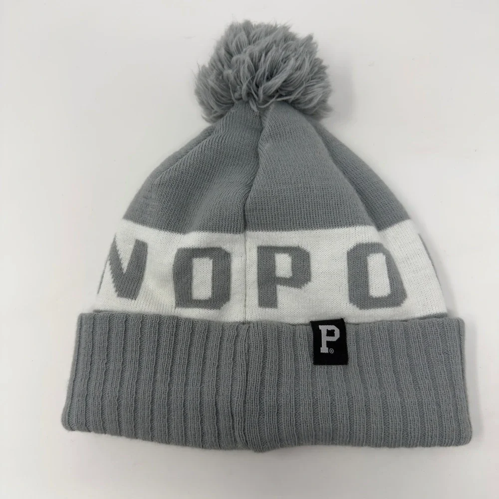 Portland Gear‎ Block Lettering Portland Spell Out Pom Pom Beanie Hat Gray White
